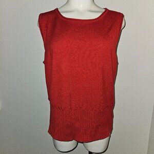 Versailles New York Solid Red Knit Sleeveless Top Tank Sweater Approx Size Large